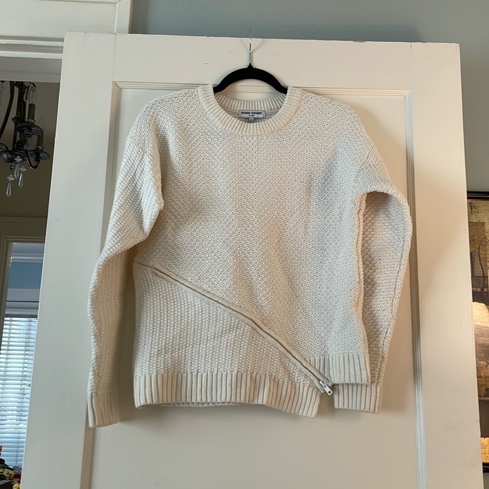 Opening ceremony cropped zipper sweater, cream, XSmall